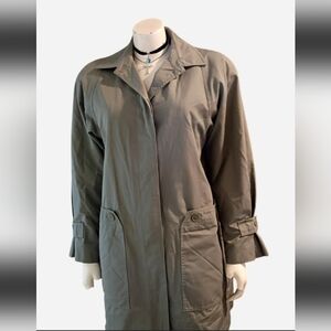 Vintage London Fog Women's Size 10 R Grey Lined Trench Coat W/ Removable Lining
